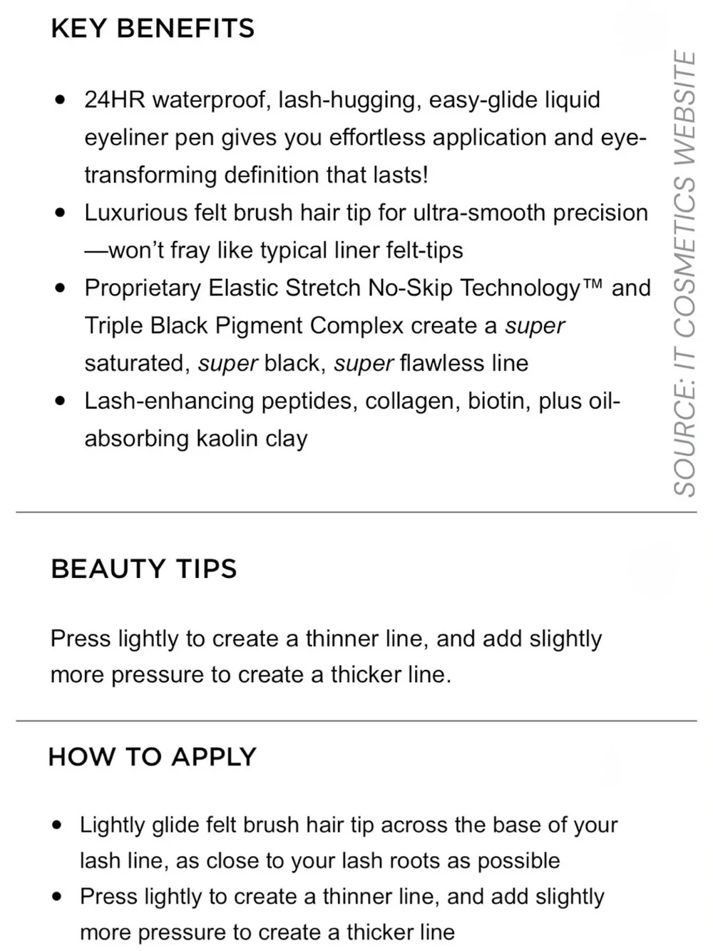 IT Cosmetics Superhero Finer 24H Waterproof Liquid-Gel Liner - Black